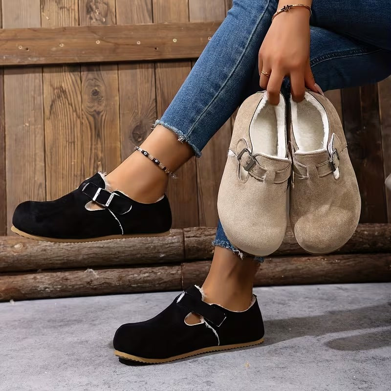 Women's Buckle Detail Lined Loafers