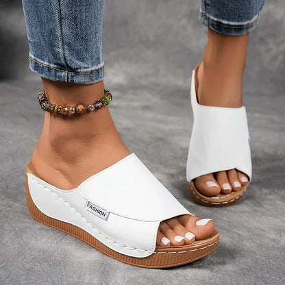 Women’s Leather-Effect Wedge Sandals