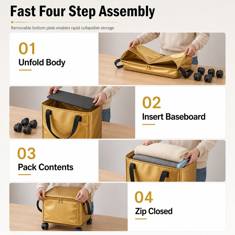Rolling Storage Tote with Carry Handles
