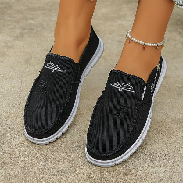 Women’s Embroidered Canvas Slip-On Shoes