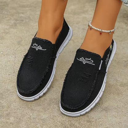 Women’s Embroidered Canvas Slip-On Shoes