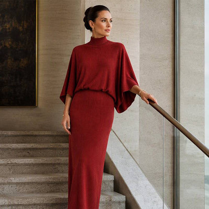 Women's Ribbed Two-Piece Top and Skirt Set