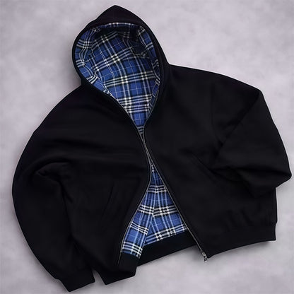 Unisex Reversible Plaid Hoodie