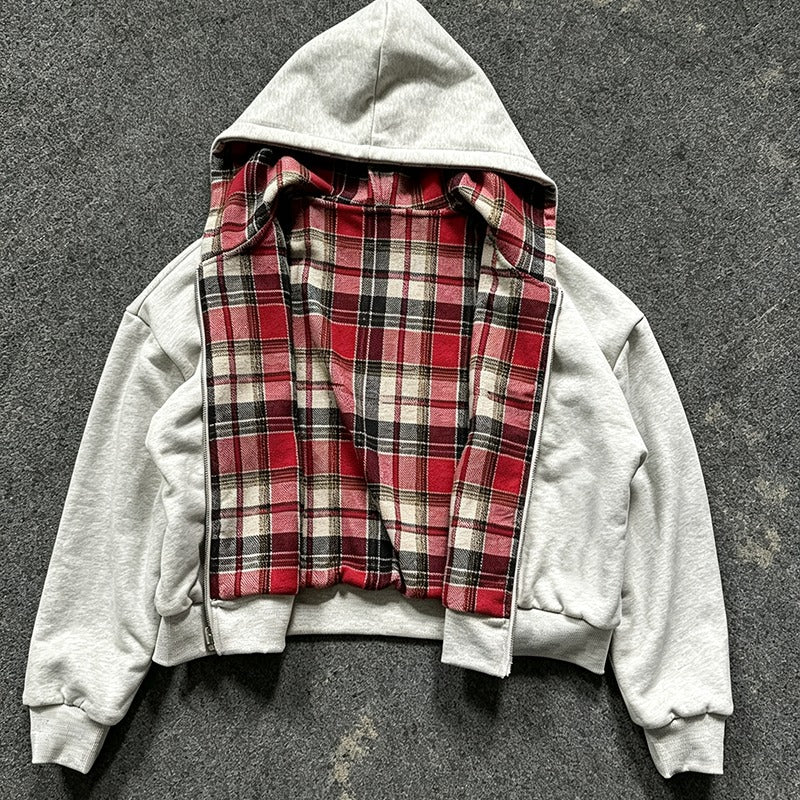Unisex Reversible Plaid Hoodie