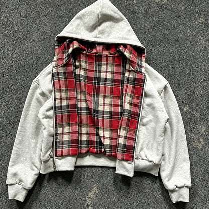 Unisex Reversible Plaid Hoodie