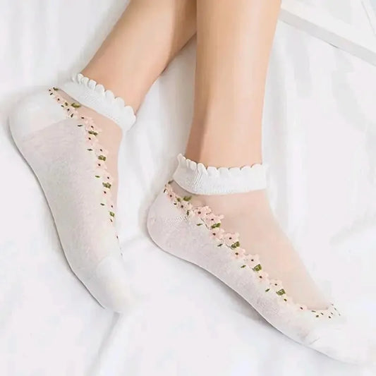 Women's Floral Lace No-Show Socks