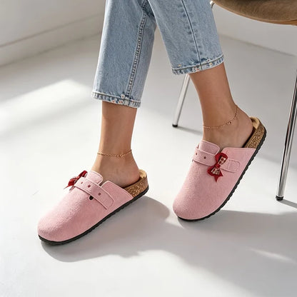 Women’s Bow Detail Wide Toe Mules