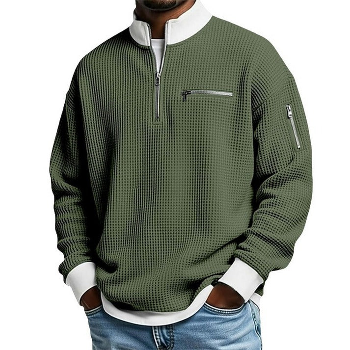 Men's Quarter-Zip Textured Pullover