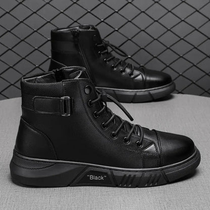 Men's Lace-Up Buckle Strap Boots