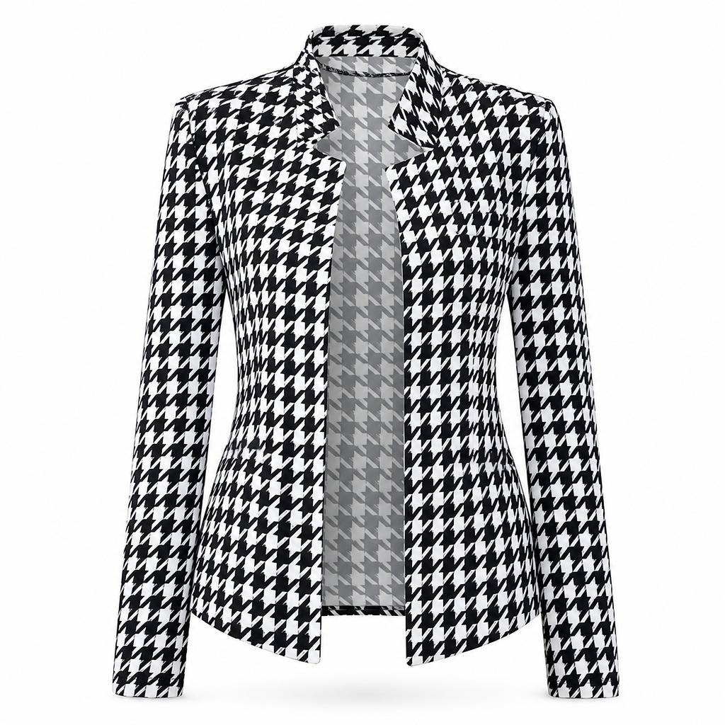 Women's Houndstooth Open Front Blazer