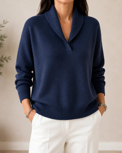 Women's V-Neck Collared Sweater