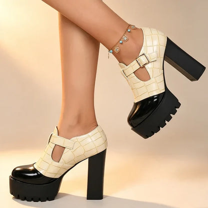 Women’s T-Strap Platform Block Heels
