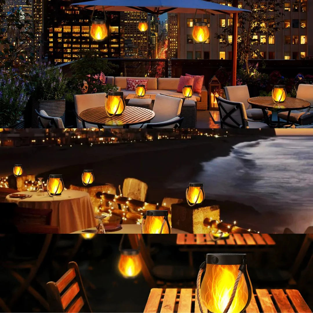 Solar Flame Effect Outdoor Lantern