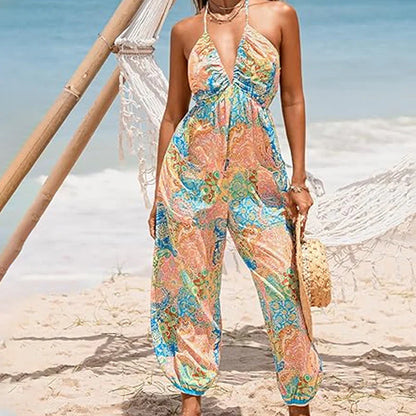 Women's Halter Neck Backless Jumpsuit