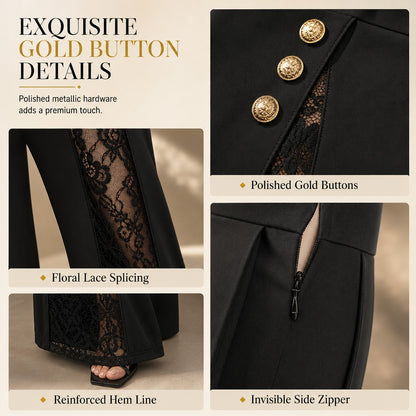 Women's Lace Panel Wide-Leg Pants