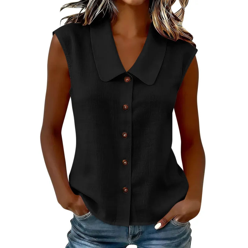 Women's Sleeveless Button-Up Blouse