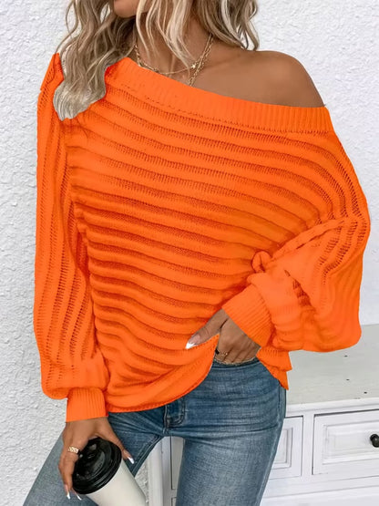 Women’s Ribbed Off-Shoulder Pullover Sweater