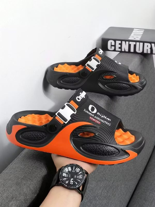 Men’s Textured Thick-Sole Slide Sandals