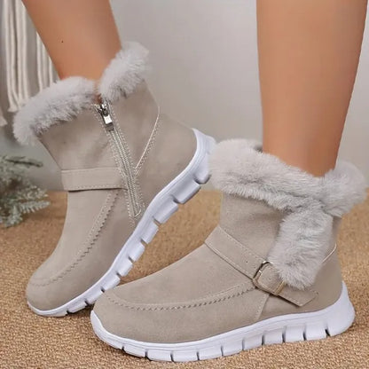 Women's Ankle Boots with Buckle and Zipper
