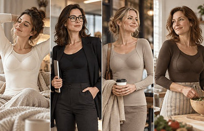 Women's Long-Sleeve Top with Built-In Bra