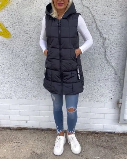Women's Hooded Quilted Zip-Front Vest