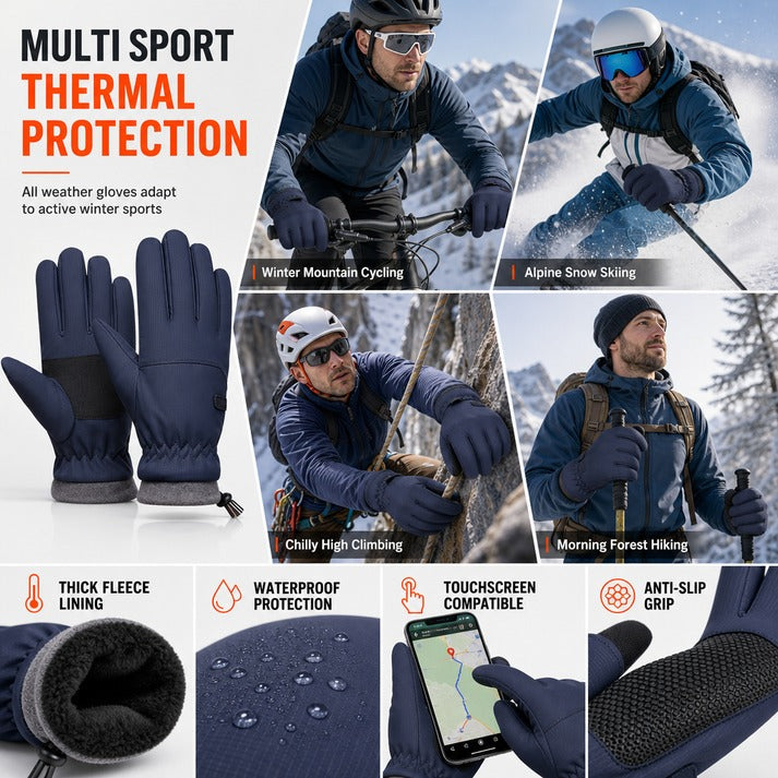 Touchscreen Gloves with Fleece-Lined Cuffs