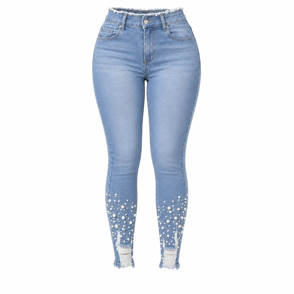 Women's Pearl-Detail Skinny Jeans