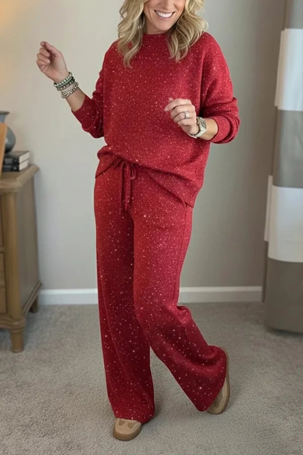 Women’s Shimmer Jersey Wide-Leg Lounge Set