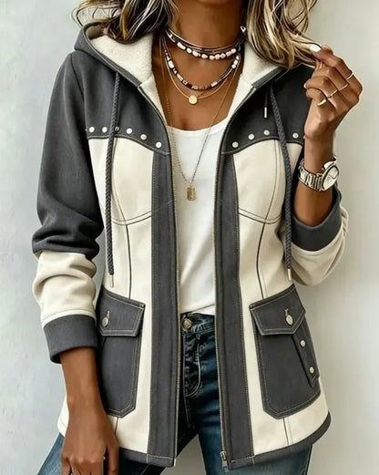 Women's Hooded Patchwork Jacket
