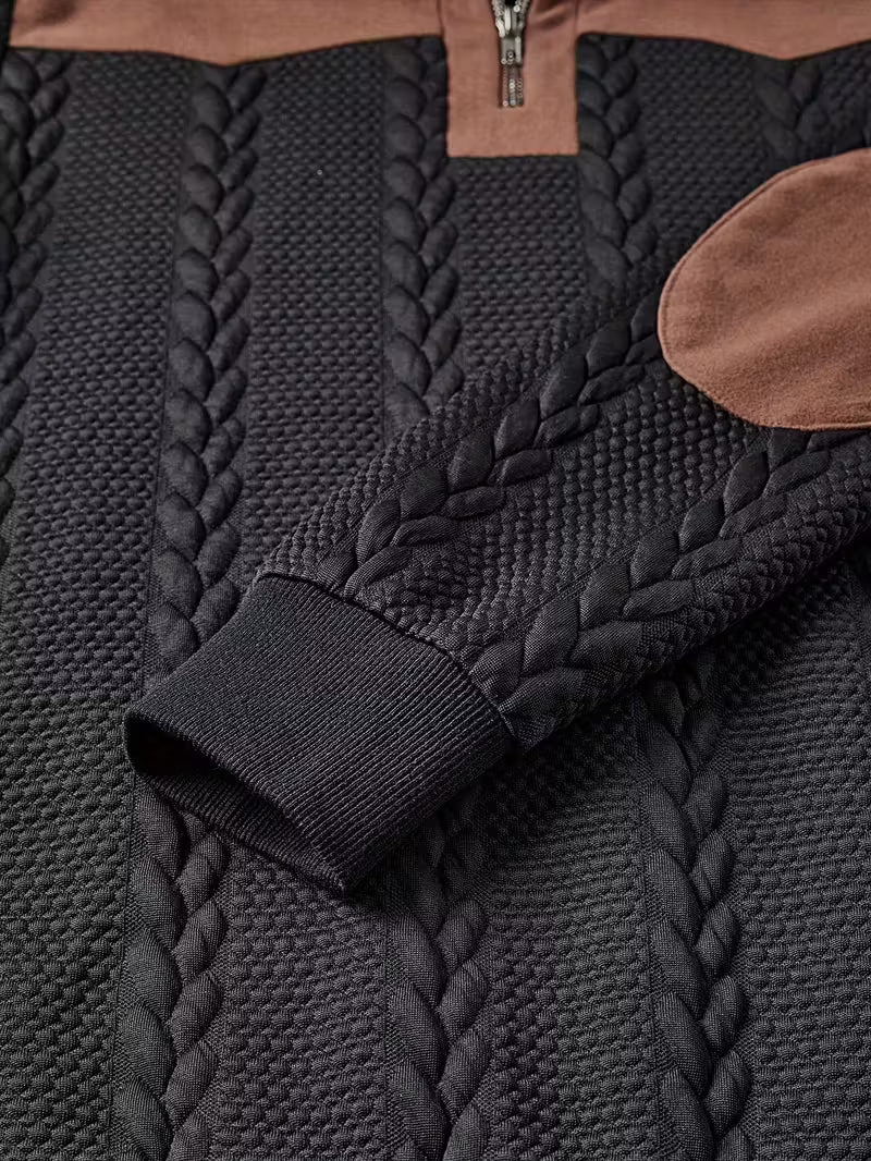 Men’s Zip-Collar Jacquard Sweater