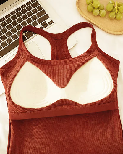 Women’s Ribbed Tank Top with Built-In Bra