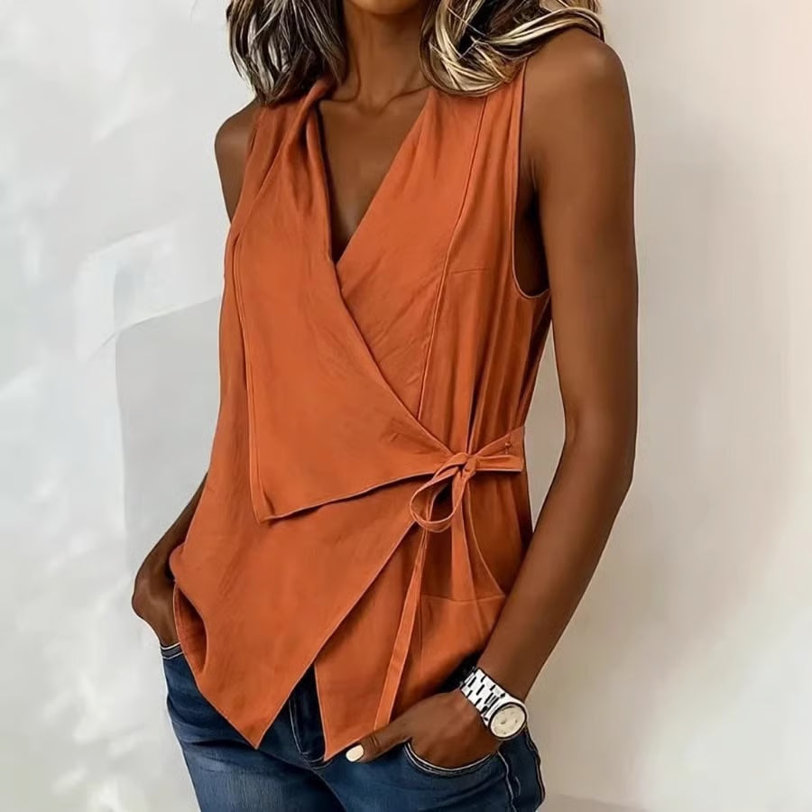Women's Wrap Tie Sleeveless Blouse