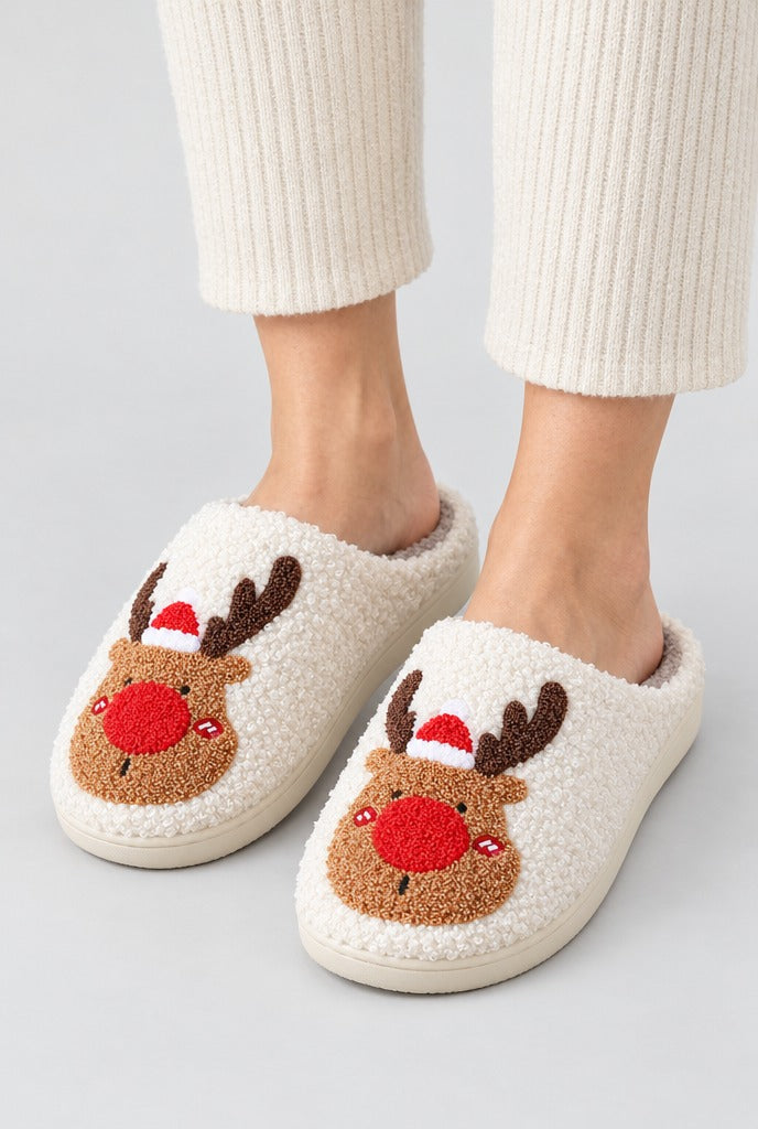 Unisex Reindeer Character House Slippers