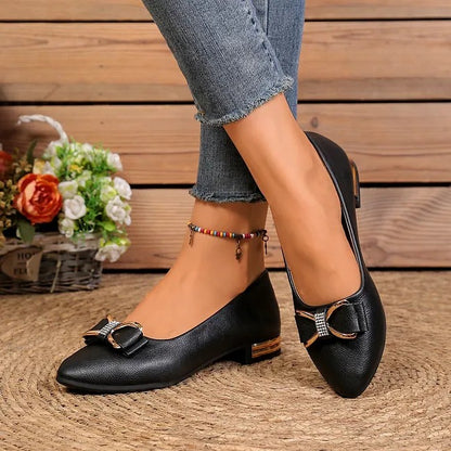 Women's Pointed-Toe Flats with Bow Detail