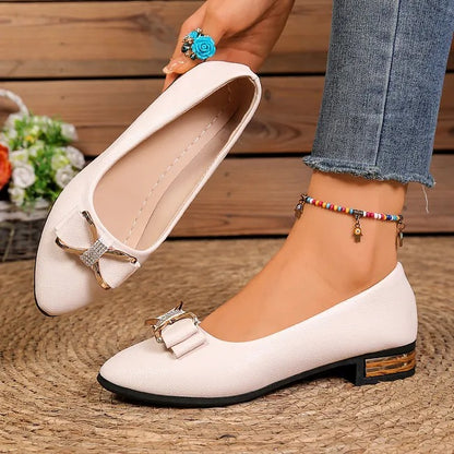 Women's Pointed-Toe Flats with Bow Detail