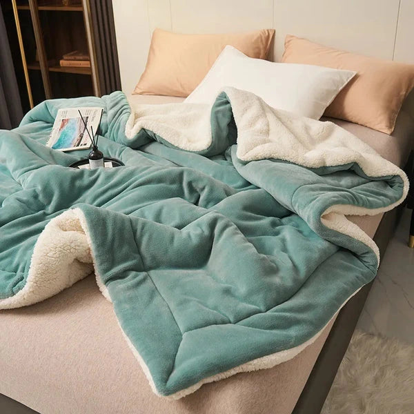 Double-Layer Plush Blanket with Fleece Lining
