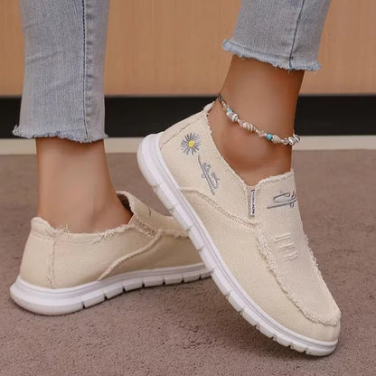 Women’s Embroidered Canvas Slip-On Shoes