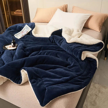 Double-Layer Plush Blanket with Fleece Lining