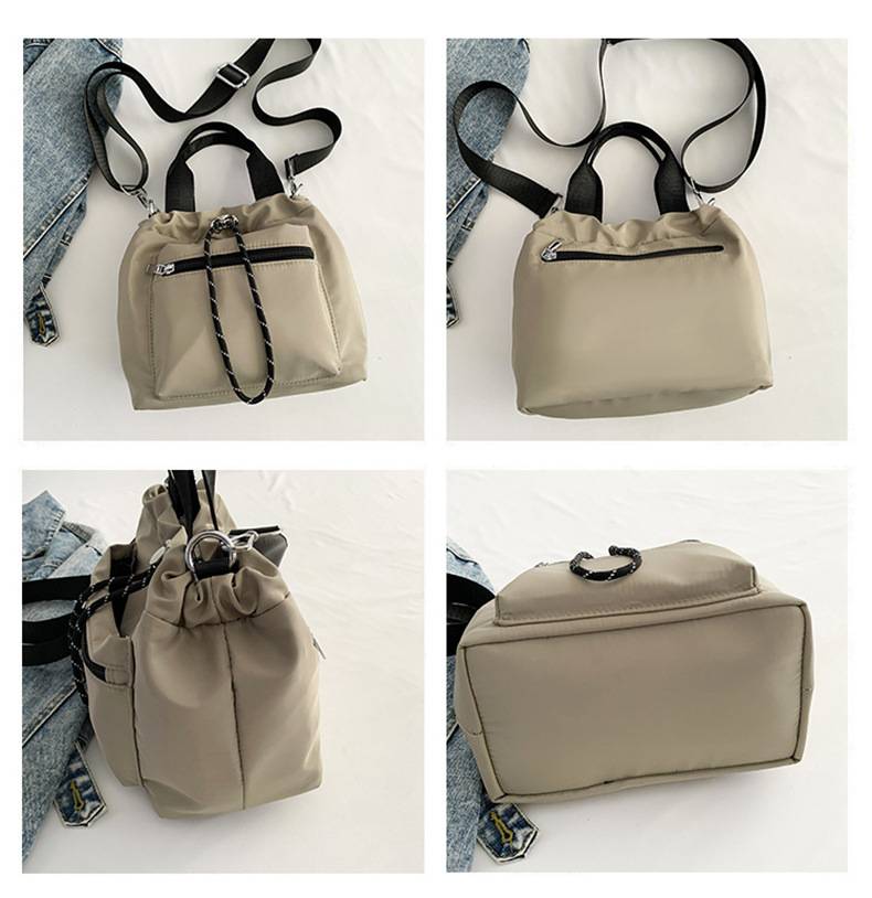 Women’s Lightweight Nylon Drawstring Bucket Bag