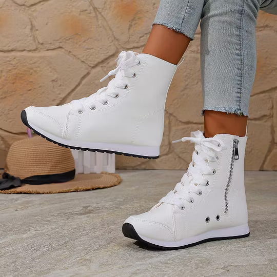 Women's Lace-Up Ankle Boots with Side Zipper