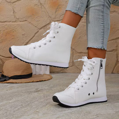 Women's Lace-Up Ankle Boots with Side Zipper