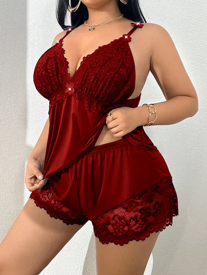 Women's Lace Trim Cami Pajama Set