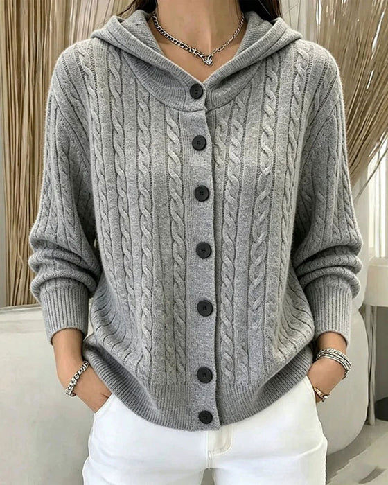 Women's Hooded Button-Front Cardigan