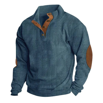 Men's Stand Collar Button Pullover