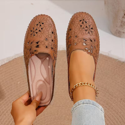 Women's Floral Cut-Out Mule Flats