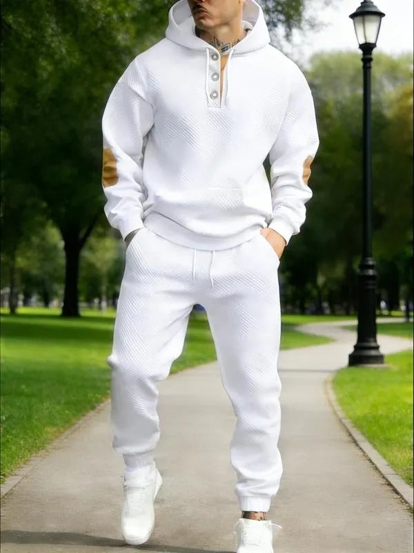 Men's Textured Hoodie and Sweatpants Set