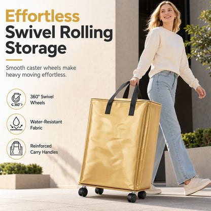 Rolling Storage Tote with Carry Handles