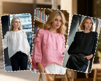 Women’s 3D Floral Cutout Blouse