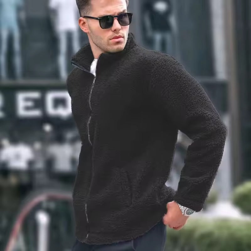 Men's Textured Fleece Zip-Up Jacket