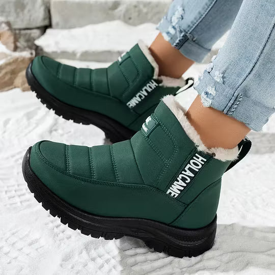 Women's Quilted Ankle Boots with Fuzzy Trim